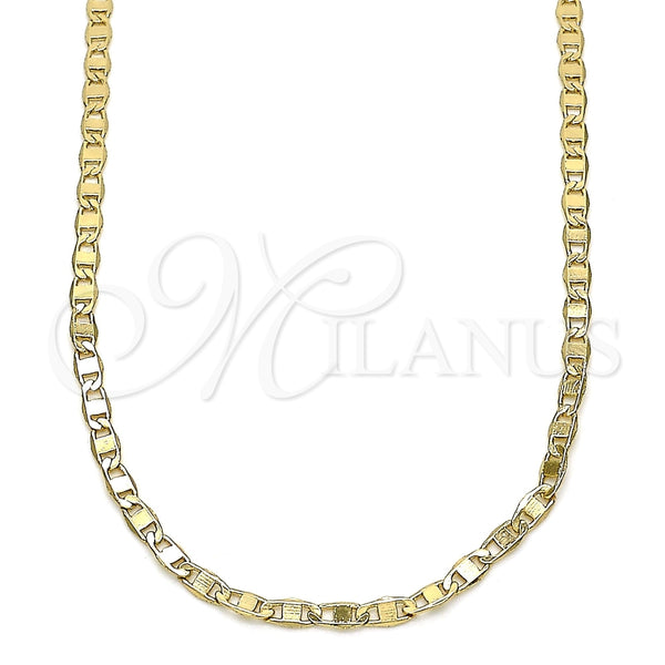 Gargantilla Basica 04.213.0217.18 Oro Laminado, Diseño de Mariner, Pulido, Tono Dorado (02 MM Thickness, 18 Inches Length)