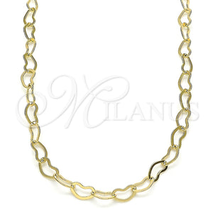Gargantilla Basica 04.213.0224.18 Oro Laminado, Diseño de Rolo y Corazón, Pulido, Tono Dorado (04 MM Thickness, 18 Inches Length)