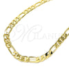 Gargantilla Basica 5.222.011.18 Oro Laminado, Diseño de Figaro, Pulido, Tono Dorado (07 MM Thickness, 18 Inches Length)