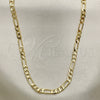 Gargantilla Basica 04.213.0114.18 Oro Laminado, Diseño de Figaro, Pulido, Tono Dorado (04 MM Thickness, 18 Inches Length)
