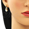 Argolla Pequeña 02.210.0500.10 Oro Laminado, con Marfil Perla and Blanca Zirconia Cubica, Pulido, Tono Dorado