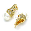 Argolla Pequeña 02.210.0500.10 Oro Laminado, con Marfil Perla and Blanca Zirconia Cubica, Pulido, Tono Dorado