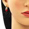 Argolla Pequeña 02.210.0500.1.10 Oro Laminado, con Granate Perla and Blanca Zirconia Cubica, Pulido, Tono Dorado