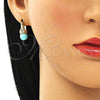 Argolla Pequeña 02.210.0500.2.10 Oro Laminado, con Turquoise Perla and Blanca Zirconia Cubica, Pulido, Tono Dorado