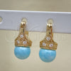 Argolla Pequeña 02.210.0500.2.10 Oro Laminado, con Turquoise Perla and Blanca Zirconia Cubica, Pulido, Tono Dorado