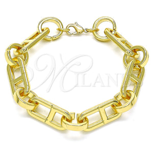 Pulsera Básica 04.362.0039.08 Oro Laminado, Diseño de Puff Mariner, Pulido, Tono Dorado (11 MM Thickness, 8 Inches Length)