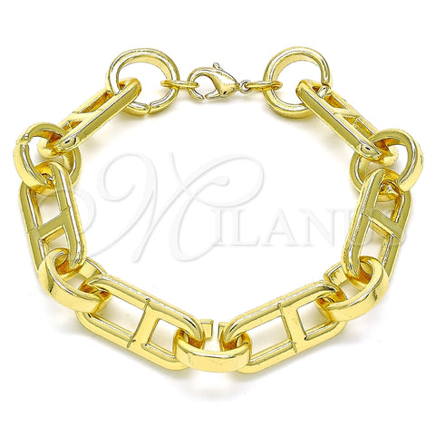 Pulsera Básica 04.362.0039.08 Oro Laminado, Diseño de Puff Mariner, Pulido, Tono Dorado (11 MM Thickness, 8 Inches Length)