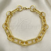 Tobillera Básica 04.362.0039.10 Oro Laminado, Diseño de Puff Mariner, Pulido, Tono Dorado (11 MM Thickness, 10 Inches Length)