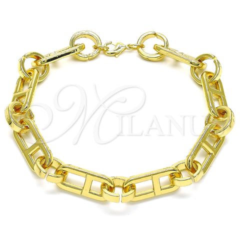 Tobillera Básica 04.362.0039.10 Oro Laminado, Diseño de Puff Mariner, Pulido, Tono Dorado (11 MM Thickness, 10 Inches Length)