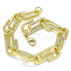 Pulsera Básica 04.362.0040.08 Oro Laminado, Diseño de Paperclip, Pulido, Tono Dorado (12 MM Thickness, 8 Inches Length)