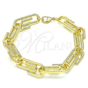 Pulsera Básica 04.362.0040.08 Oro Laminado, Diseño de Paperclip, Pulido, Tono Dorado (12 MM Thickness, 8 Inches Length)