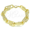 Pulsera Básica 04.362.0040.08 Oro Laminado, Diseño de Paperclip, Pulido, Tono Dorado (12 MM Thickness, 8 Inches Length)