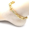 Tobillera Básica 04.362.0040.10 Oro Laminado, Diseño de Paperclip, Pulido, Tono Dorado (12 MM Thickness, 10 Inches Length)