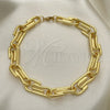 Tobillera Básica 04.362.0040.10 Oro Laminado, Diseño de Paperclip, Pulido, Tono Dorado (12 MM Thickness, 10 Inches Length)
