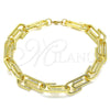 Tobillera Básica 04.362.0040.10 Oro Laminado, Diseño de Paperclip, Pulido, Tono Dorado (12 MM Thickness, 10 Inches Length)