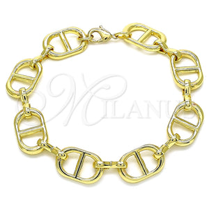 Pulsera Básica 04.362.0042.08 Oro Laminado, Diseño de Puff Mariner, Pulido, Tono Dorado (12 MM Thickness, 8 Inches Length)