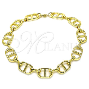 Tobillera Básica 04.362.0042.10 Oro Laminado, Diseño de Puff Mariner, Pulido, Tono Dorado (12 MM Thickness, 10 Inches Length)