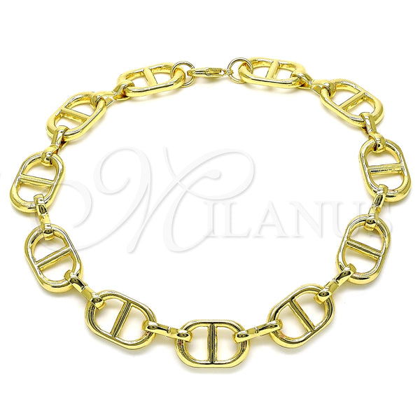 Tobillera Básica 04.362.0042.10 Oro Laminado, Diseño de Puff Mariner, Pulido, Tono Dorado (12 MM Thickness, 10 Inches Length)