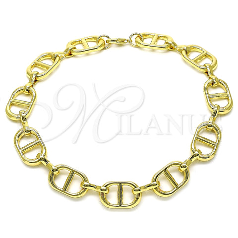 Tobillera Básica 04.362.0042.10 Oro Laminado, Diseño de Puff Mariner, Pulido, Tono Dorado (12 MM Thickness, 10 Inches Length)