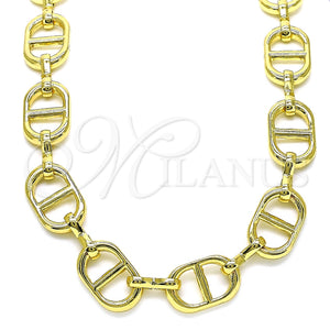 Gargantilla Basica 04.362.0042.18 Oro Laminado, Diseño de Puff Mariner, Pulido, Tono Dorado (12 MM Thickness, 18 Inches Length)