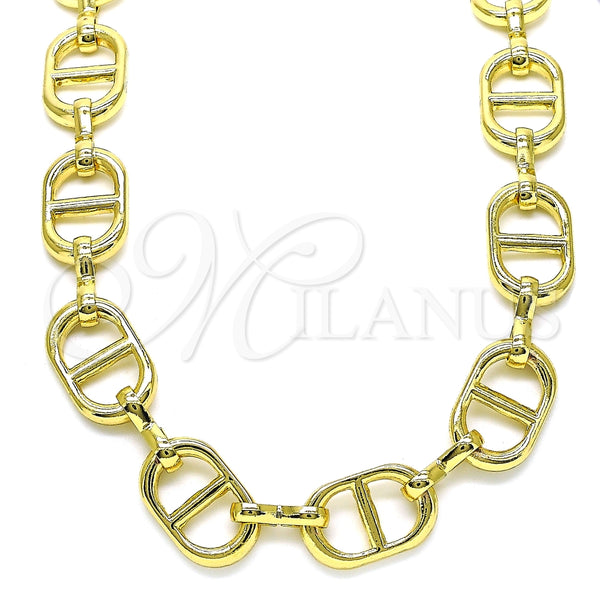 Gargantilla Basica 04.362.0042.18 Oro Laminado, Diseño de Puff Mariner, Pulido, Tono Dorado (12 MM Thickness, 18 Inches Length)
