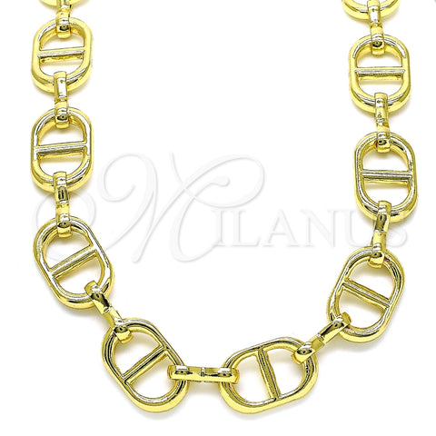 Gargantilla Basica 04.362.0042.18 Oro Laminado, Diseño de Puff Mariner, Pulido, Tono Dorado (12 MM Thickness, 18 Inches Length)