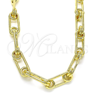Gargantilla Basica 04.362.0043.18 Oro Laminado, Diseño de Paperclip, Pulido, Tono Dorado (09 MM Thickness, 18 Inches Length)