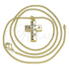 Collares con Dije 04.381.0012.20 Oro Laminado, Diseño de Cruz, con Multicolor Micro Pave, Pulido, Tono Dorado (02 MM Thickness, 20 Inches Length)
