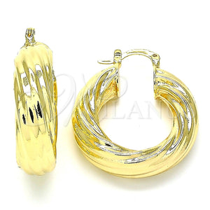 Argolla Mediana 02.163.0146.30 Oro Laminado, Diseño de Torcido, Pulido, Tono Dorado