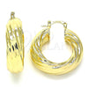 Argolla Mediana 02.163.0146.30 Oro Laminado, Diseño de Torcido, Pulido, Tono Dorado