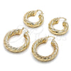 Argolla Mediana 02.163.0146.30 Oro Laminado, Diseño de Torcido, Pulido, Tono Dorado
