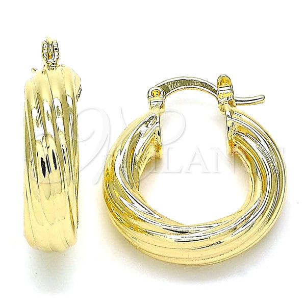 Argolla Pequeña 02.163.0150.25 Oro Laminado, Diseño de Torcido y Hueco, Pulido, Tono Dorado