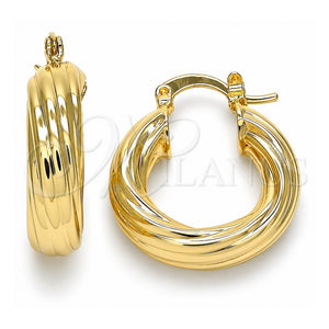 Argolla Pequeña 02.163.0150.25 Oro Laminado, Diseño de Torcido y Hueco, Pulido, Tono Dorado