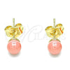 Arete Dormilona 02.63.2118.1 Oro Laminado, Diseño de Bola, con Rosado Perla, Pulido, Tono Dorado