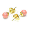Arete Dormilona 02.63.2118.1 Oro Laminado, Diseño de Bola, con Rosado Perla, Pulido, Tono Dorado