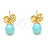 Arete Dormilona 02.63.2118.2 Oro Laminado, Diseño de Bola, con Turquoise Perla, Pulido, Tono Dorado