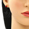 Arete Dormilona 02.63.2118.3 Oro Laminado, Diseño de Bola, con Granate Perla, Pulido, Tono Dorado