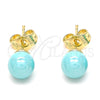 Arete Dormilona 02.63.2124.2 Oro Laminado, Diseño de Bola, con Turquoise Perla, Pulido, Tono Dorado