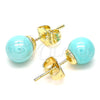 Arete Dormilona 02.63.2124.2 Oro Laminado, Diseño de Bola, con Turquoise Perla, Pulido, Tono Dorado
