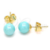 Arete Dormilona 02.63.2124.2 Oro Laminado, Diseño de Bola, con Turquoise Perla, Pulido, Tono Dorado
