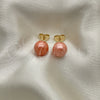 Arete Dormilona 02.63.2121.1 Oro Laminado, Diseño de Bola, con Rosado Perla, Pulido, Tono Dorado
