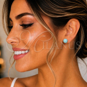 Arete Dormilona 02.63.2121.2 Oro Laminado, Diseño de Bola, con Turquoise Perla, Pulido, Tono Dorado