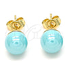 Arete Dormilona 02.63.2121.2 Oro Laminado, Diseño de Bola, con Turquoise Perla, Pulido, Tono Dorado