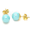 Arete Dormilona 02.63.2121.2 Oro Laminado, Diseño de Bola, con Turquoise Perla, Pulido, Tono Dorado