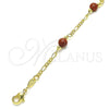 Tobillera Elegante 04.63.1410.10 Oro Laminado, Diseño de Bola, con Onix Negro Goldstone Venturina, Pulido, Tono Dorado (03 MM Thickness, 10 Inches Length)