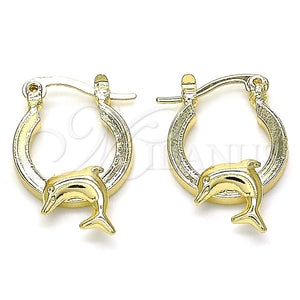 Argolla Pequeña 02.63.2710.15 Oro Laminado, Diseño de Delfín, Pulido, Tono Dorado