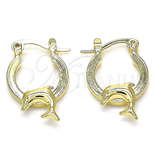 Argolla Pequeña 02.63.2710.15 Oro Laminado, Diseño de Delfín, Pulido, Tono Dorado