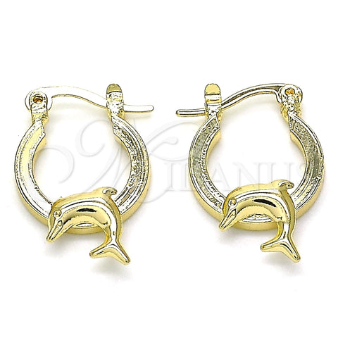 Argolla Pequeña 02.63.2710.15 Oro Laminado, Diseño de Delfín, Pulido, Tono Dorado