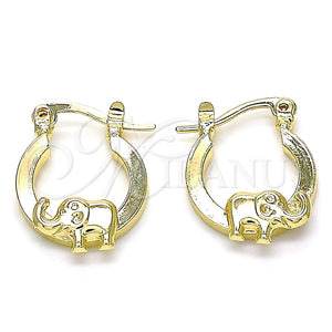 Argolla Pequeña 02.63.2711.15 Oro Laminado, Diseño de Elefante, Pulido, Tono Dorado