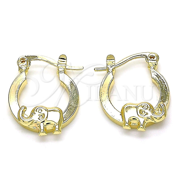 Argolla Pequeña 02.63.2711.15 Oro Laminado, Diseño de Elefante, Pulido, Tono Dorado